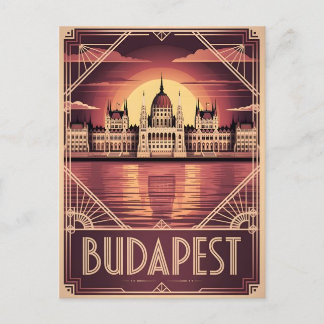 Budapest art deco-vintage vykort (Framsida)