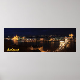 Budapest, banker i Donau nattetid Poster