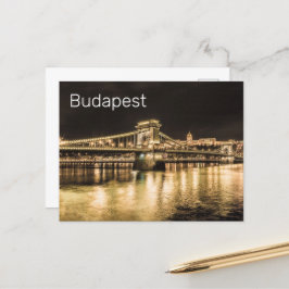 Budapest chain Bridge Hungary Retro Nattkväll Vint Helg Vykort