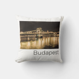 Budapest chain Bridge Hungary Retro Nattkväll Vint Kudde