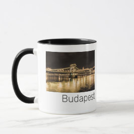 Budapest chain Bridge Hungary Retro Nattkväll Vint Mugg