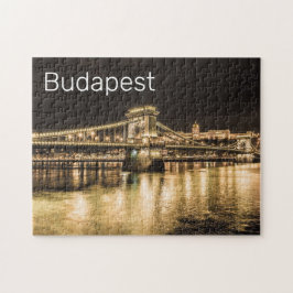 Budapest chain Bridge Hungary Retro Nattkväll Vint Pussel