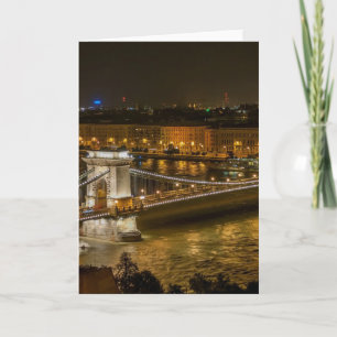 Budapest chain Bridge på natten Kort