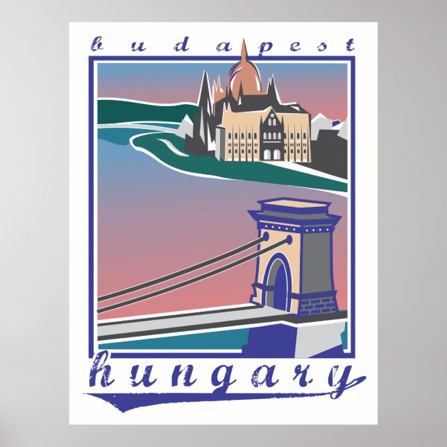 Budapest Chain Bridge, Vintage poster (Framsidan)