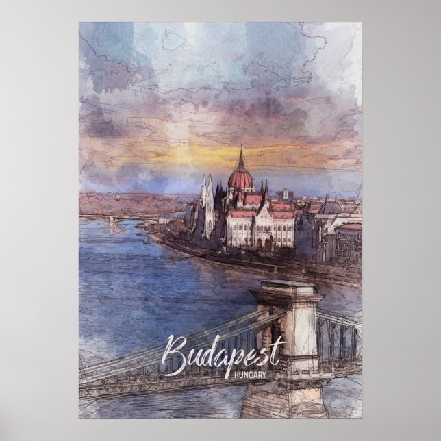Budapest City Sketch Poster (Framsidan)
