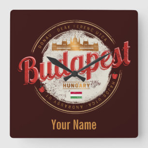 Budapest Design Ungerns Vintage Fyrkantig Klocka