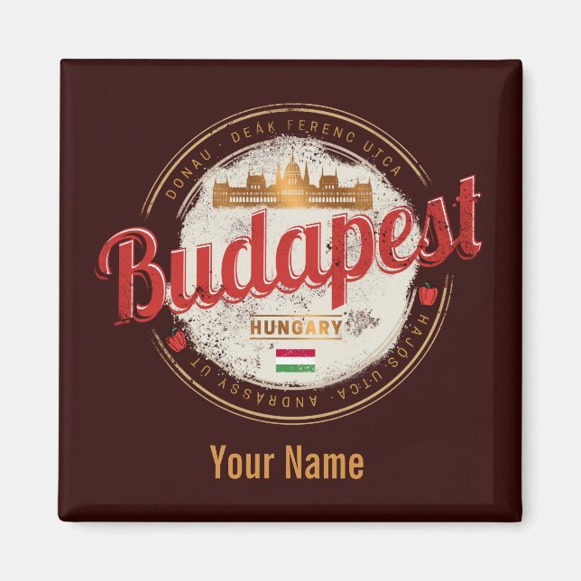 Budapest Design Ungerns Vintage Magnet (Framsidan)