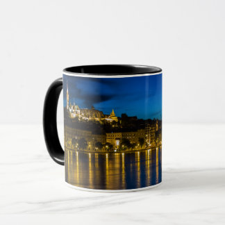 Budapest Donau River Reflection Vatten vid Natten  Mugg