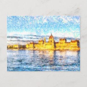 Budapest Donau Sunset Watercolor Vykort