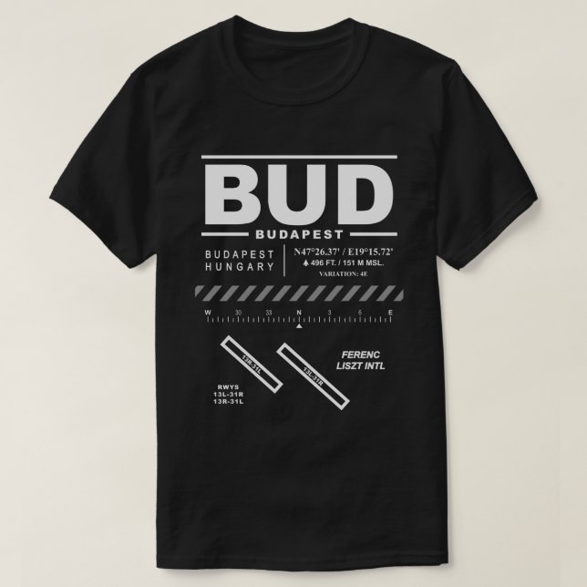 Budapest Ferenc Liszt Internat Airport BUD T-Shirt (Design framsida)