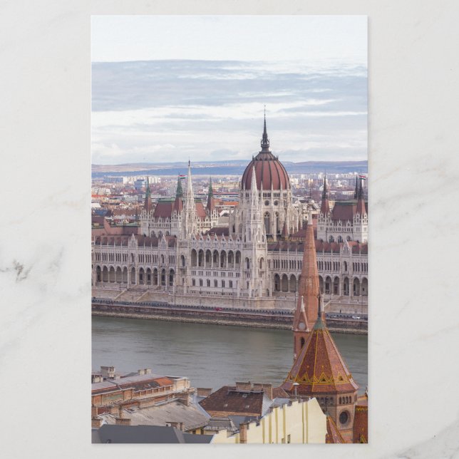 Budapest från det ungerska parlamentet per dag brevpapper (Framsida)