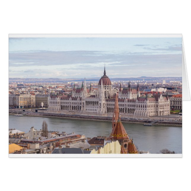 Budapest från det ungerska parlamentet per dag hälsningskort (Framsidan Horizontal)