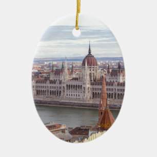 Budapest från det ungerska parlamentet per dag julgransprydnad keramik