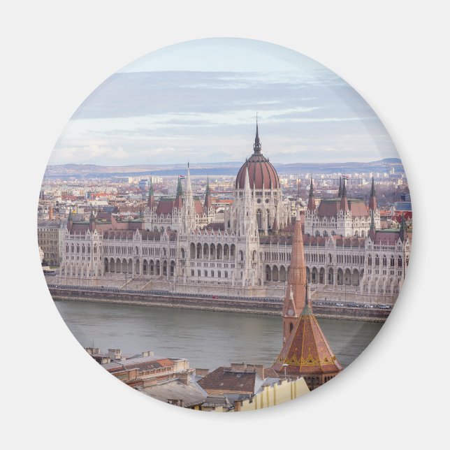 Budapest från det ungerska parlamentet per dag magnet (Framsidan)