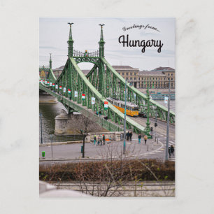 Budapest Frihetsbron och spårvagn Ungern Vykort