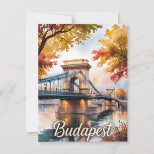 Budapest höstvattenfärg vykort