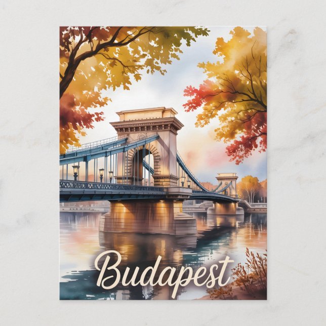 Budapest höstvattenfärg vykort (Framsida)