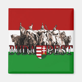 Budapest Hungarian Heroes Arrangement With Flag Magnet