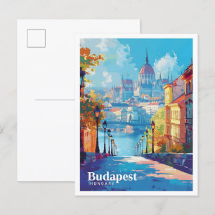 Budapest Hungary Art Vintage resor Vykort