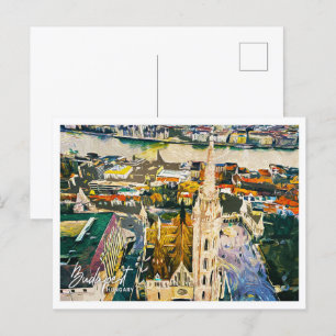Budapest Hungary Bevackra Oil Paint Landscape Vykort
