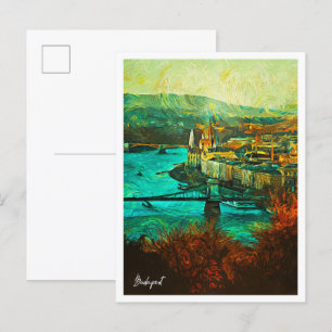 Budapest Hungary Bevackra Oil Paint Landscape Vykort