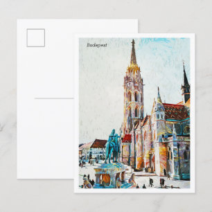 Budapest Hungary Bevackra Oljemålning City Vykort