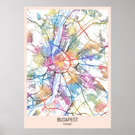 Budapest Hungary City Karta Poster