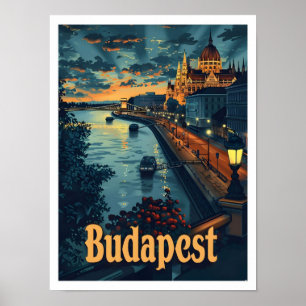 Budapest Hungary Classic Art Retro Vintage resor Poster