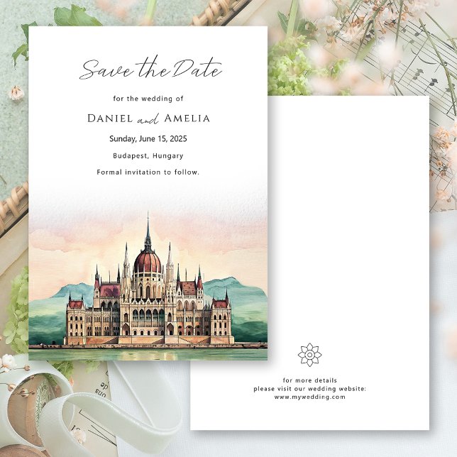 Budapest Hungary Destinationsbröllop Spara datum Spara Datumet (Budapest Hungary Destination Wedding Save The Date)