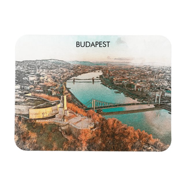 Budapest Hungary Donanube Panorama View Magnet (Horisontell)
