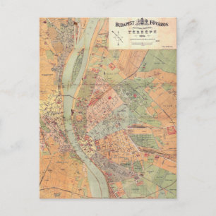 Budapest Hungary Karta från 1884 Vykort
