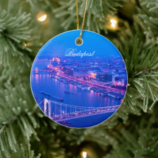 Budapest Hungary på natten Julgransprydnad Keramik
