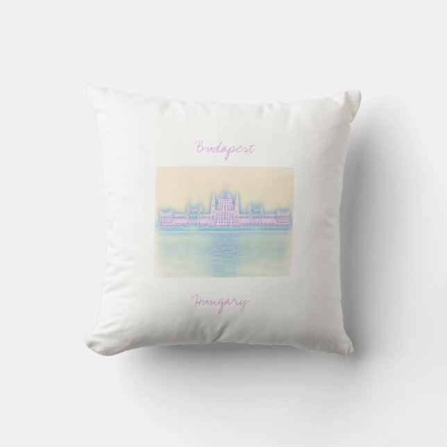 Budapest Hungary Parliament City Pillow Cushion Kudde (Framsida)