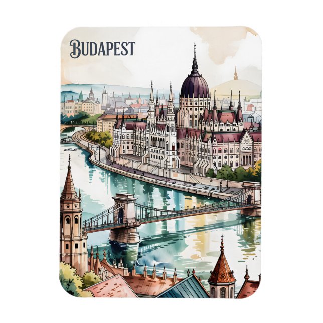 Budapest Hungary Parliament Danube River Skyline Magnet (Vertikal)