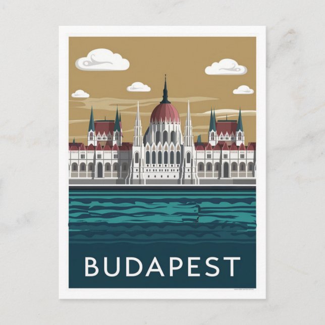 Budapest Hungary Stylist Illustration Vykort (Framsida)