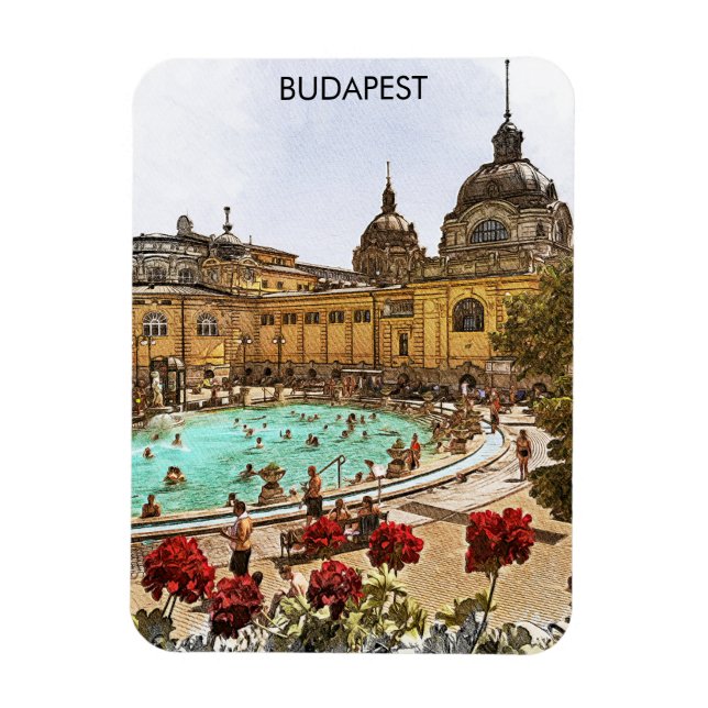 Budapest Hungary Széchenyi Thermal Baths Magnet (Vertikal)