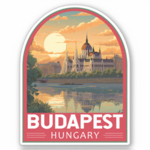 Budapest Hungary Travel Art Vintage Klistermärken