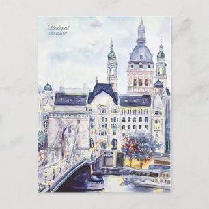 Budapest Hungary Travel art Vintage souvenir Vykort