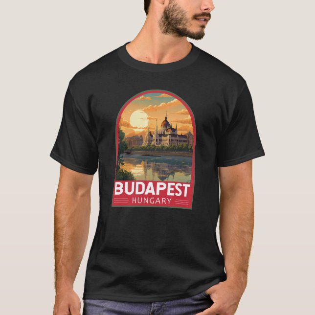 Budapest Hungary Travel Art Vintage T Shirt (Framsida)