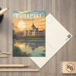 Budapest Hungary Travel Art Vintage Vykort<br><div class="desc">Budapestrektorns färddesign i ett emblem stil. Budapest,  Ungerns huvudstad,  är knuten till Donau. Landets 1800-talsbrygga förbinder det heliga Buda-distriktet med platt pest.</div>