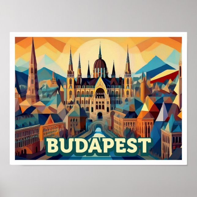 Budapest Hungary Travel artistisk färgstark Poster (Framsidan)