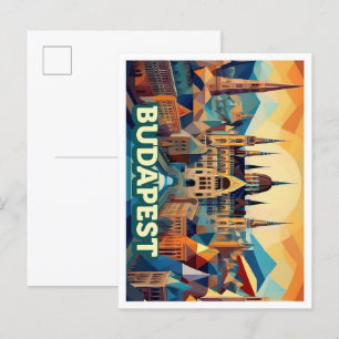 Budapest Hungary Travel artistisk färgstark Vykort