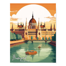 Budapest Hungary vintage resor illustration