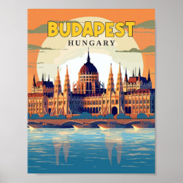 Budapest Hungary vintage resor illustration Poster