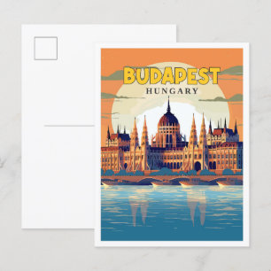 Budapest Hungary vintage resor illustration Vykort