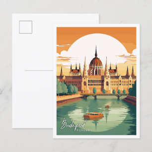 Budapest Hungary vintage resor illustration Vykort