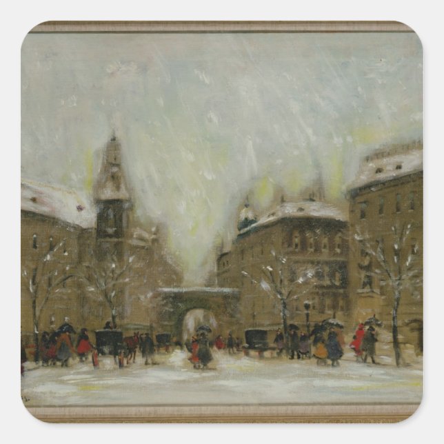 Budapest i Snö Fyrkantigt Klistermärke (Framsida)