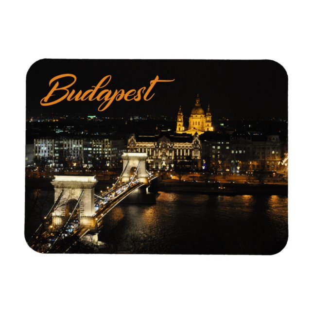 Budapest kedja överbryggar från det Buda slottet Magnet (Horisontell)