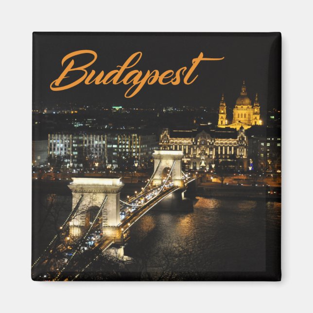Budapest kedja överbryggar från det Buda slottet Magnet (Framsidan)
