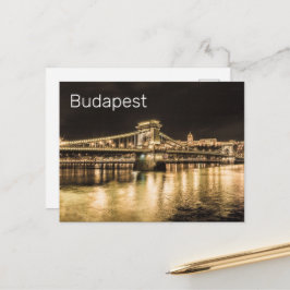 Budapest med kedjebro Vintage Panorama Helg Vykort